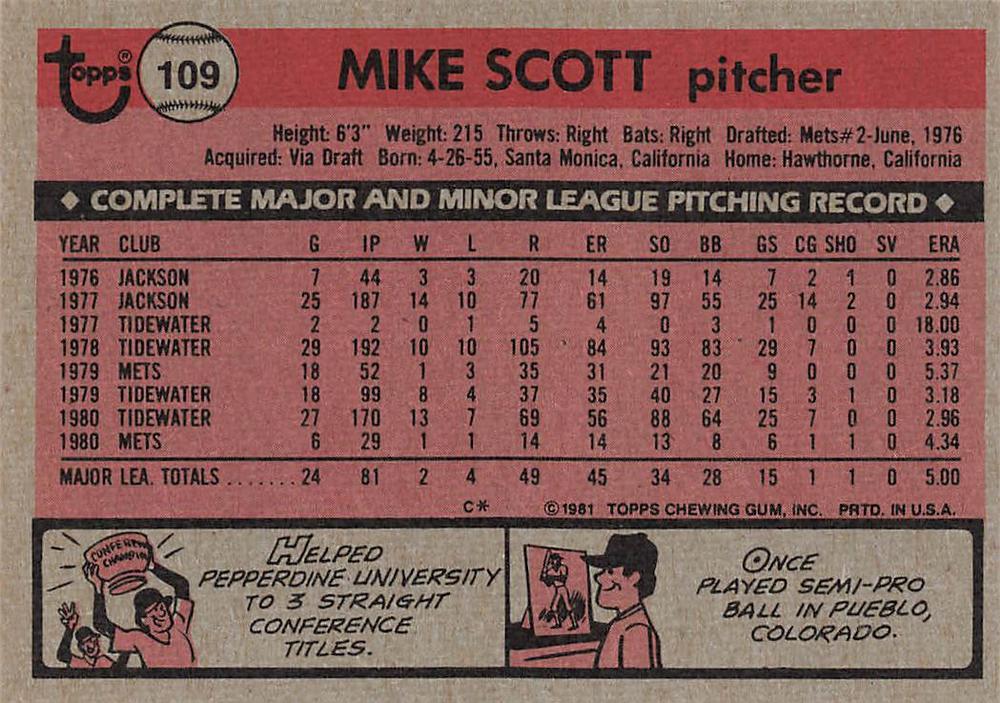 Mike Scott  baseball card collectible - Main Image 2