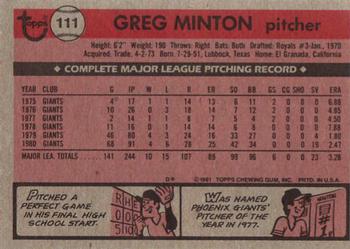 Greg Minton  baseball card collectible - Main Image 2