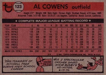 Al Cowens  baseball card collectible - Main Image 2