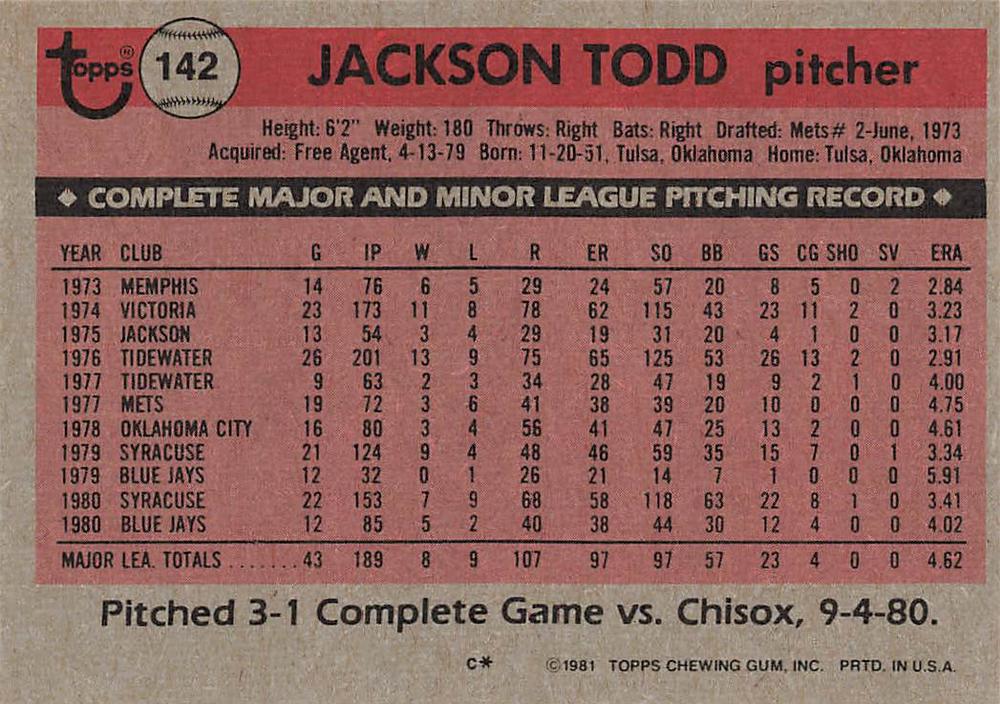 Jackson Todd  baseball card collectible - Main Image 2
