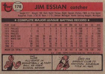 Jim Essian  baseball card collectible - Main Image 2