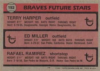 Braves Future Stars (Terry Harper / Ed Miller / Rafael Ramirez)  baseball card collectible - Main Image 2