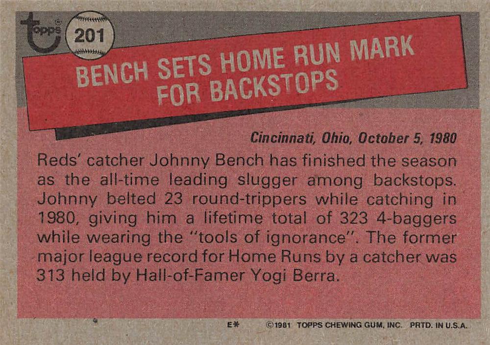 Johnny Bench  baseball card collectible - Main Image 2
