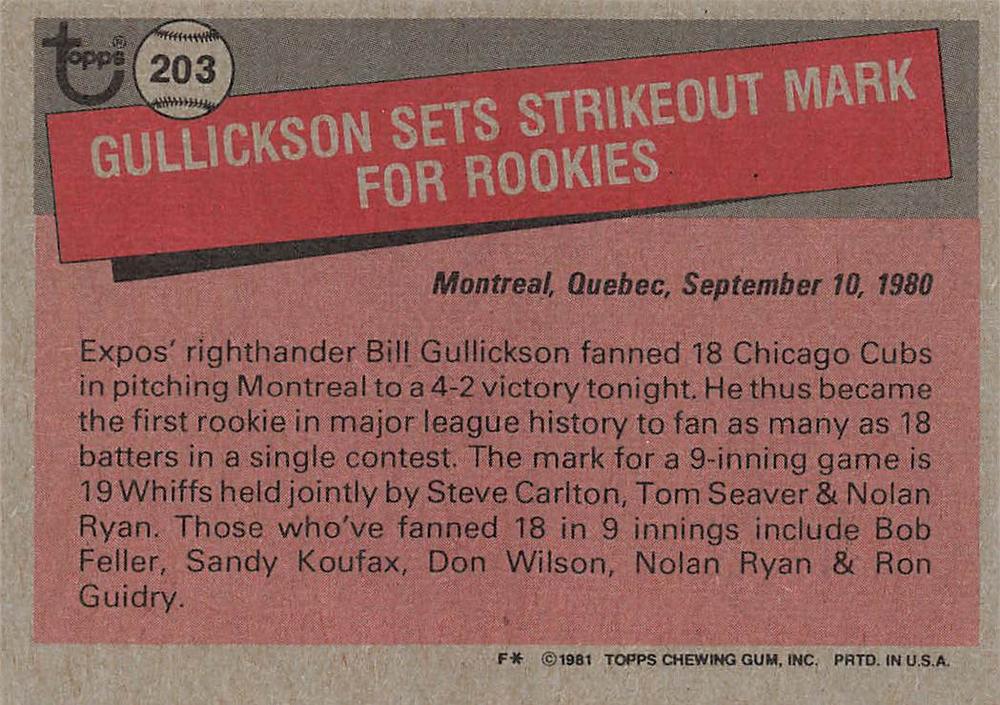 Bill Gullickson  baseball card collectible - Main Image 2