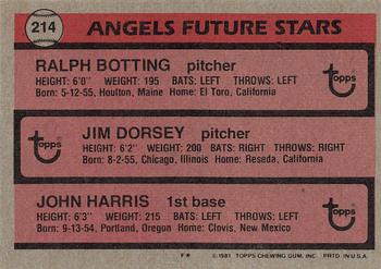 Angels Future Stars (Ralph Botting / Jim Dorsey / John Harris)  baseball card collectible - Main Image 2
