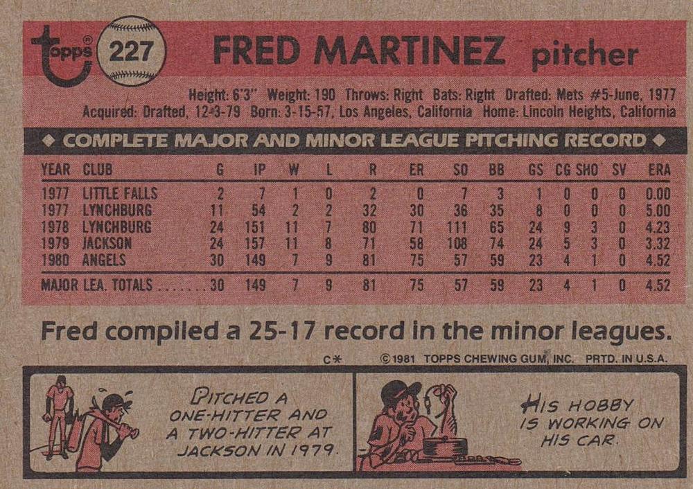 Fred Martinez  baseball card collectible - Main Image 2