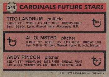 Cardinals Future Stars (Tito Landrum / Al Olmsted / Andy Rincon)  baseball card collectible - Main Image 2