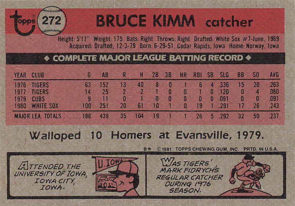 Bruce Kimm  baseball card collectible - Main Image 2