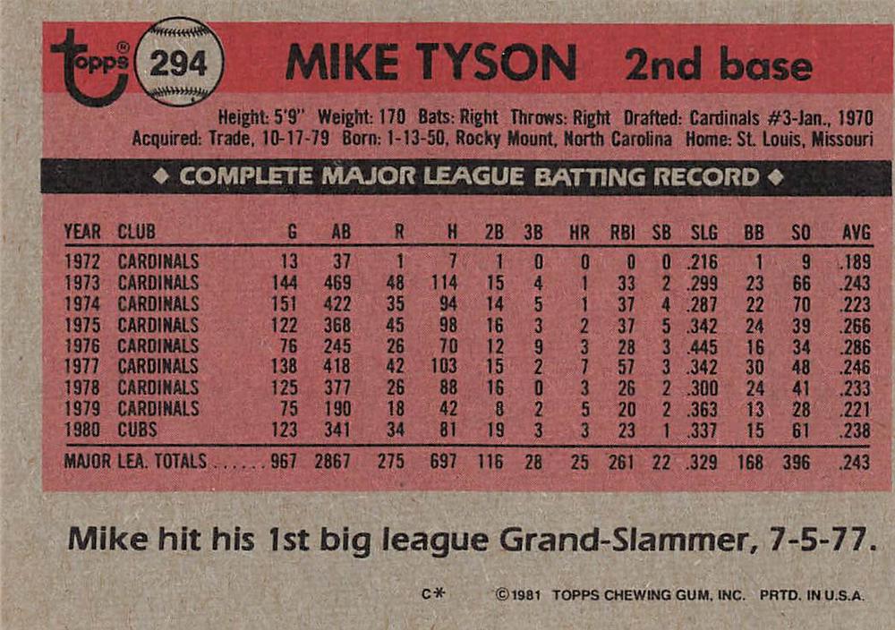 Mike Tyson  baseball card collectible - Main Image 2