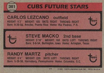 Cubs Future Stars (Carlos Lezcano / Steve Macko / Randy Martz)  baseball card collectible - Main Image 2