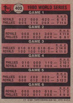 1980 World Series  baseball card collectible - Main Image 2