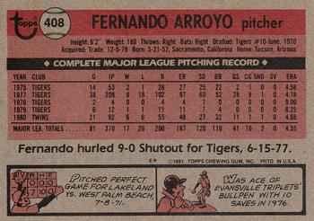 Fernando Arroyo  baseball card collectible - Main Image 2