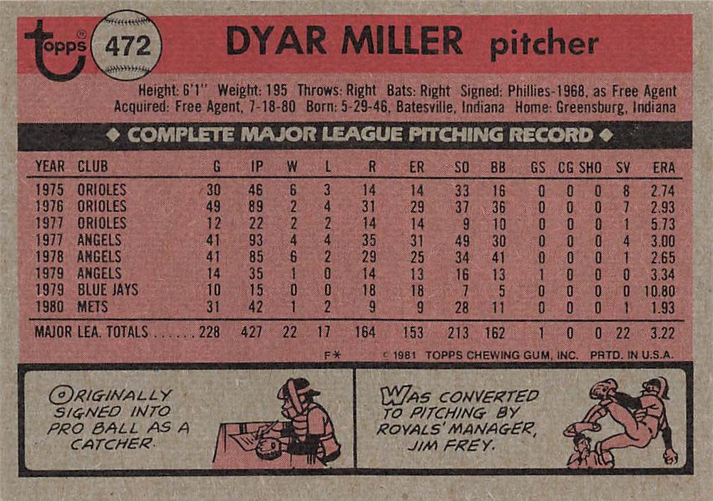 Dyar Miller  baseball card collectible - Main Image 2
