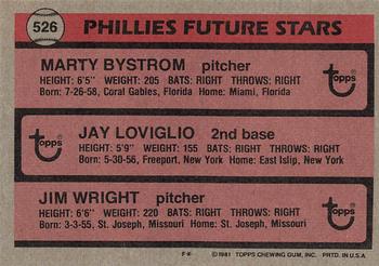 Phillies Future Stars (Marty Bystrom / Jay Loviglio / Jim Wright)  baseball card collectible - Main Image 2
