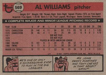Al Williams  baseball card collectible - Main Image 2