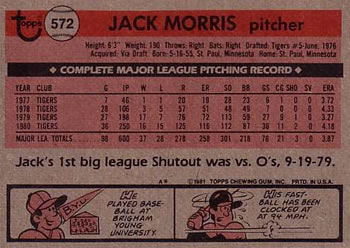 Jack Morris  baseball card collectible - Main Image 2