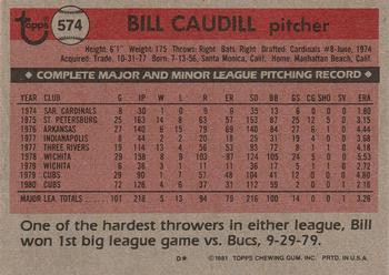Bill Caudill  baseball card collectible - Main Image 2