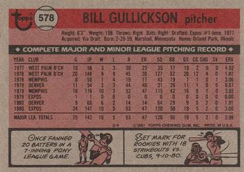 Bill Gullickson  baseball card collectible - Main Image 2