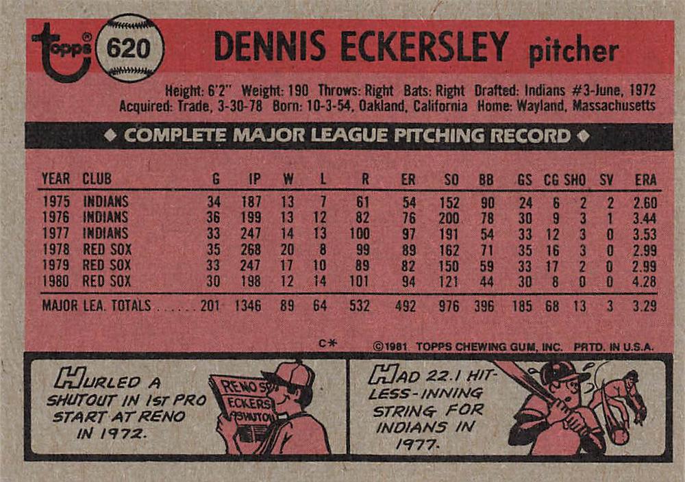 Dennis Eckersley  baseball card collectible - Main Image 2