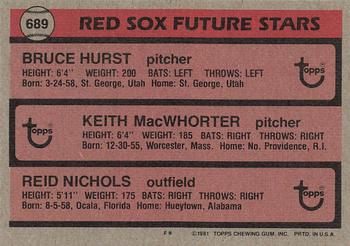 Red Sox Future Stars (Bruce Hurst / Keith MacWhorter / Reid Nichols)  baseball card collectible - Main Image 2