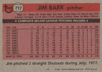 Jim Barr  baseball card collectible - Main Image 2
