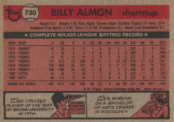 Billy Almon  baseball card collectible - Main Image 2