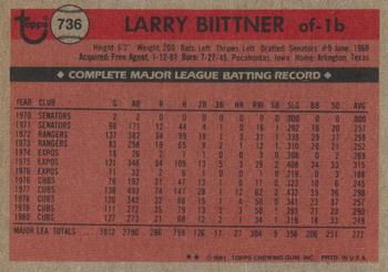 Larry Biittner  baseball card collectible - Main Image 2