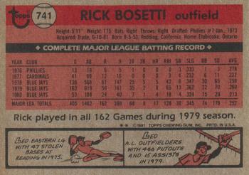 Rick Bosetti  baseball card collectible - Main Image 2