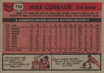 Mike Cubbage  baseball card collectible - Main Image 2