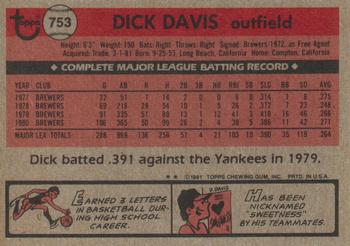 Dick Davis  baseball card collectible - Main Image 2