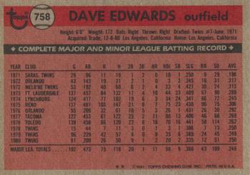 Dave Edwards  baseball card collectible - Main Image 2