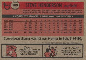 Steve Henderson  baseball card collectible - Main Image 2