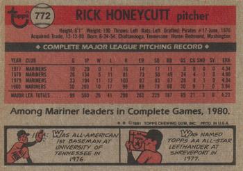 Rick Honeycutt  baseball card collectible - Main Image 2