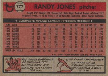 Randy Jones  baseball card collectible - Main Image 2