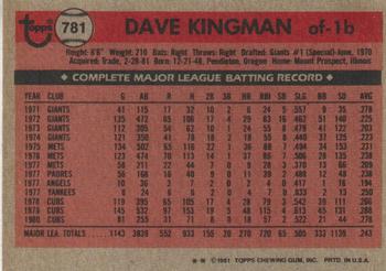 Dave Kingman  baseball card collectible - Main Image 2
