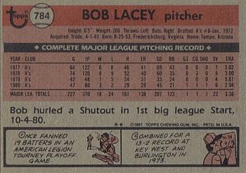 Bob Lacey  baseball card collectible - Main Image 2