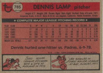 Dennis Lamp  baseball card collectible - Main Image 2