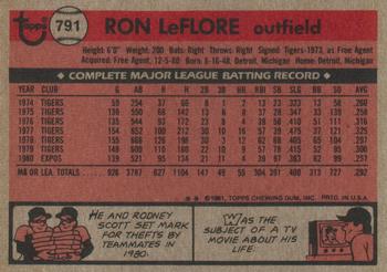 Ron LeFlore  baseball card collectible - Main Image 2