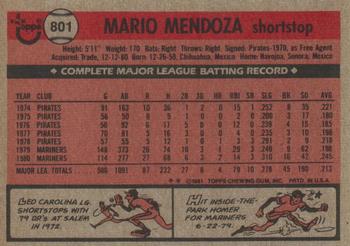 Mario Mendoza  baseball card collectible - Main Image 2