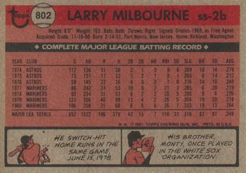 Larry Milbourne  baseball card collectible - Main Image 2