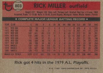 Rick Miller  baseball card collectible - Main Image 2