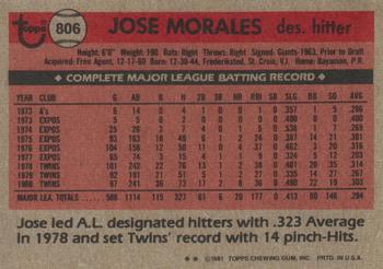 Jose Morales  baseball card collectible - Main Image 2
