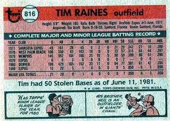 Tim Raines  baseball card collectible - Main Image 2