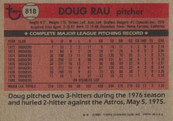 Doug Rau  baseball card collectible - Main Image 2