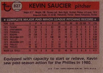 Kevin Saucier  baseball card collectible - Main Image 2