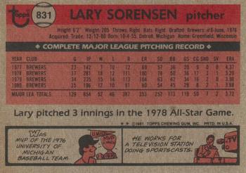Lary Sorensen  baseball card collectible - Main Image 2