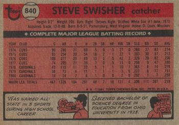Steve Swisher  baseball card collectible - Main Image 2