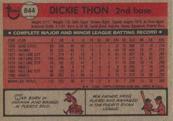 Dickie Thon  baseball card collectible - Main Image 2