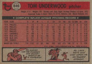 Tom Underwood  baseball card collectible - Main Image 2