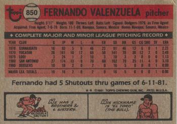 Fernando Valenzuela  baseball card collectible - Main Image 2